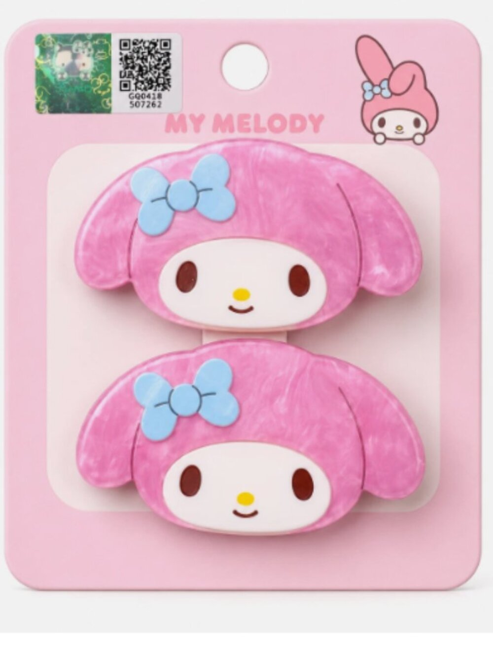 Pink My Melody Rabbit Hair Clip Bang 2pcs Hairwear Secure Hold Comfortable Wear